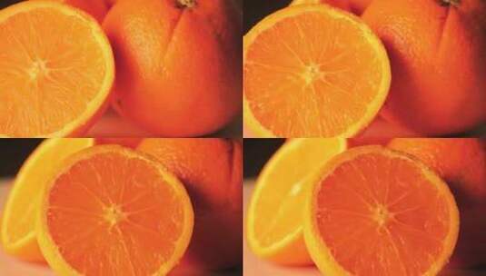 特写切开的橙高清在线视频素材下载