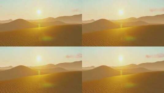 绿洲 荒漠 日落 沙丘高清在线视频素材下载