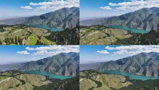 新疆天山天池蓝天白云大美风光高清在线视频素材下载