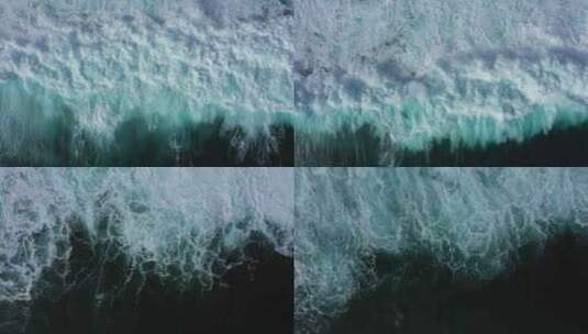 鸟瞰透明清晰的蓝色海浪高清在线视频素材下载