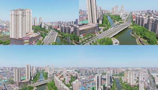 【合集】商丘市运河 长江西路桥航拍高清在线视频素材下载