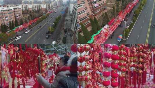 春节买卖春联喜庆气氛4k高清在线视频素材下载