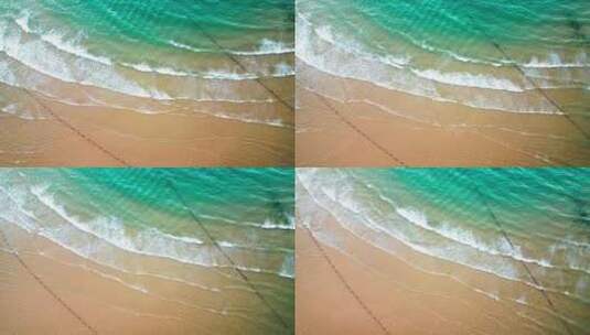 威海俯拍海水浴场海浪高清在线视频素材下载