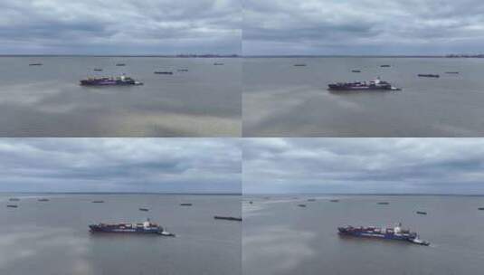 长江入海口航拍高清在线视频素材下载
