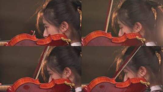 唯美女生户外拉小提琴艺术家优雅练习管弦乐高清在线视频素材下载