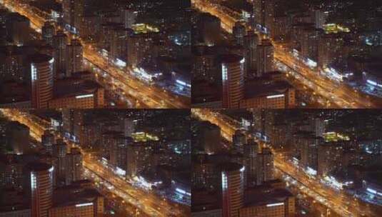 北京城市夜景马路车流快速移动高清在线视频素材下载