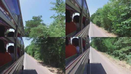 泰国乡间小路公交车行驶高清在线视频素材下载