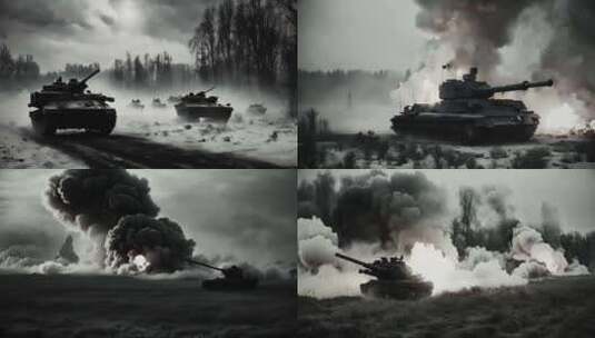 二战 战争 坦克 硝烟 战火高清在线视频素材下载