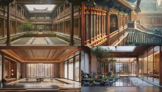 中式庭院 传统风格建筑高清在线视频素材下载