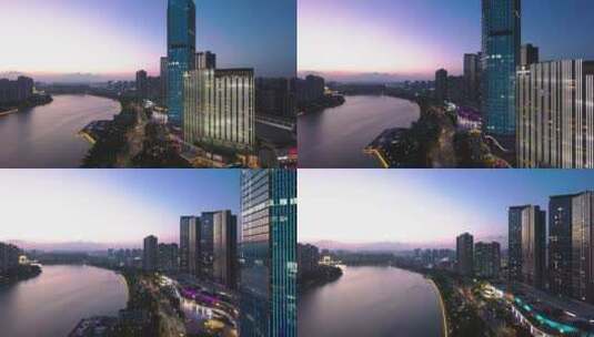 广东珠海城市夜景前山河万丽酒店悟3航拍高清在线视频素材下载