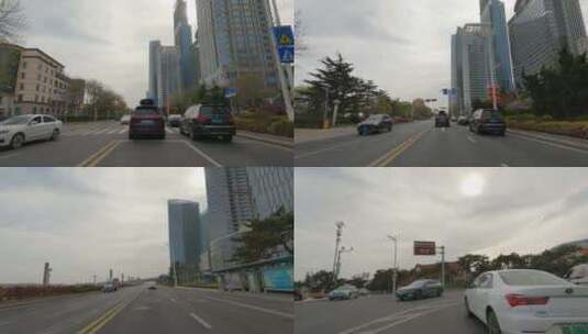 青岛市香港中路白天车头行车空镜1_1高清在线视频素材下载