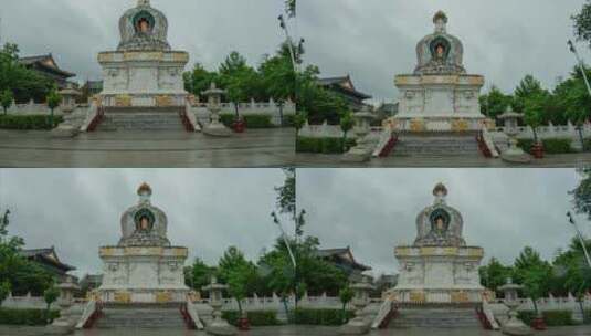 佛塔护国永光寺沈阳东塔正面下雨天乌云翻滚高清在线视频素材下载