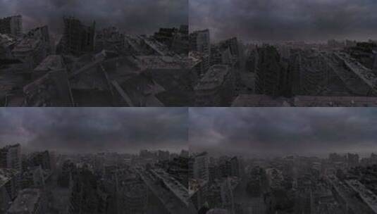 战后轰炸的城市，鸟瞰。高清在线视频素材下载