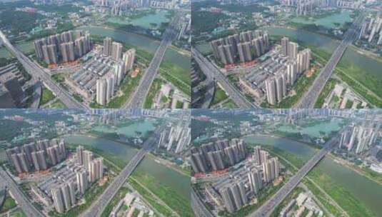中国长沙市开福区城市航拍风光高清在线视频素材下载