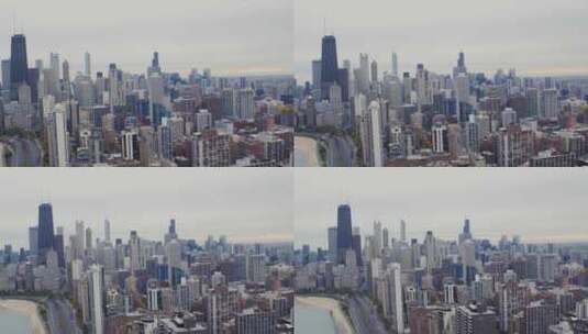 芝加哥天际线从北侧天线高清在线视频素材下载