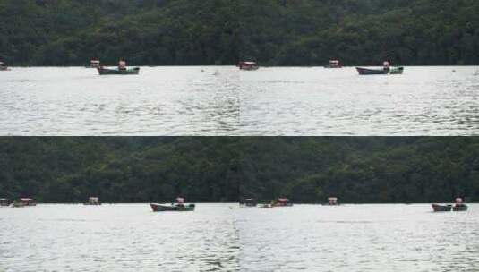 划过湖面的小船高清在线视频素材下载