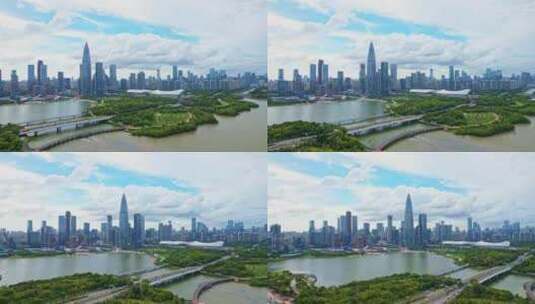 深圳湾南山人才公园后海城市风光航拍高清在线视频素材下载