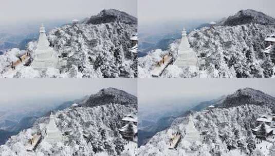 雪中庐山的松林高清在线视频素材下载