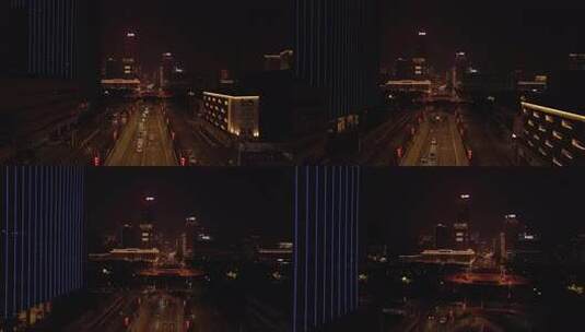武汉武昌中南路灯光夜景航拍高清在线视频素材下载