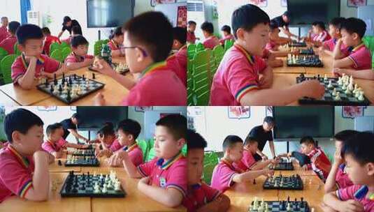 小学生学国际象棋高清在线视频素材下载