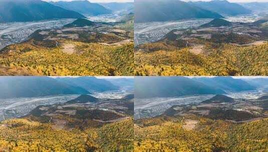 西藏林芝市巴宜区比日神山秋色航拍雪山延时高清在线视频素材下载