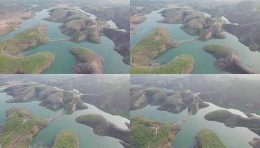 中国航拍湖南郴州高椅岭丹霞地貌高清在线视频素材下载