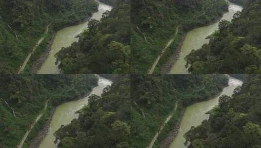 云南怒江州贡山县独龙江河谷边境公路航拍高清在线视频素材下载