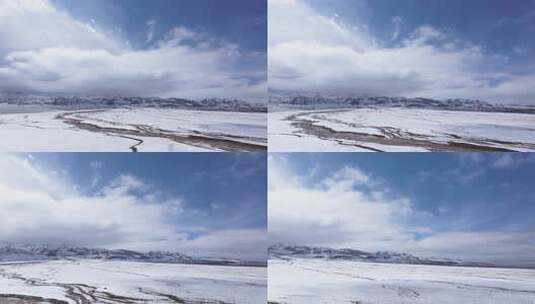 航拍青藏高原青海祁连山脉天境祁连雪山雪景高清在线视频素材下载