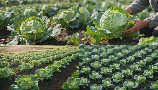 人手采摘农田里的大白菜高清在线视频素材下载