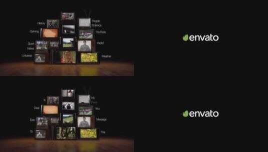 复古3D电视机logo展示片场AE模板高清AE视频素材下载