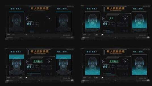 AI人工智能人脸识别系统HUD科技区位图高清AE视频素材下载