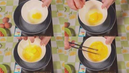 家常炒鸡蛋摊鸡蛋打鸡蛋高清在线视频素材下载