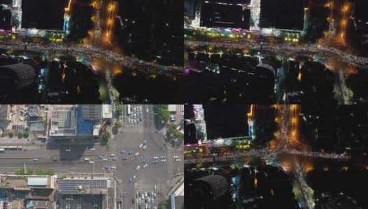 城市交通十字路口航拍高清在线视频素材下载
