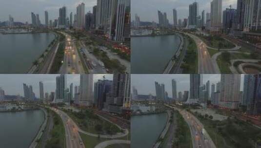 傍晚城市的交通高清在线视频素材下载
