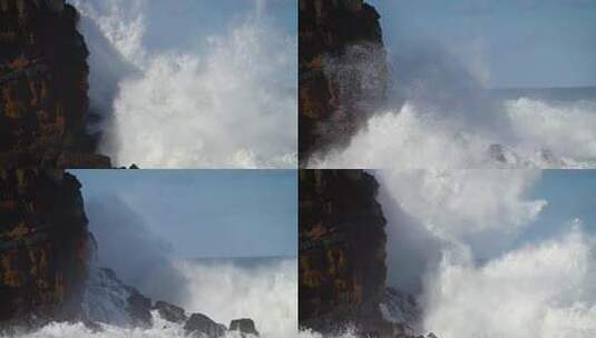 海浪打到岩石上高清在线视频素材下载