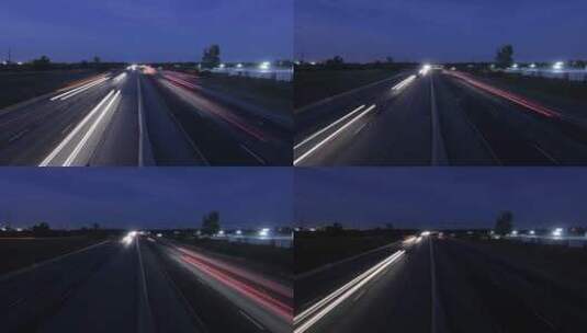 夜晚道路上行驶的车辆灯光高清在线视频素材下载