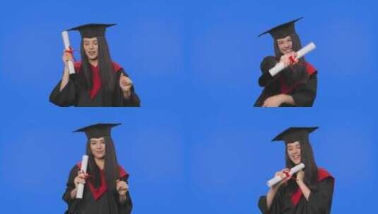 身着毕业服的女生在开心的跳舞高清在线视频素材下载