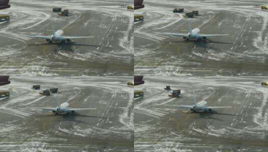 跑道上正在滑行的飞机高清在线视频素材下载
