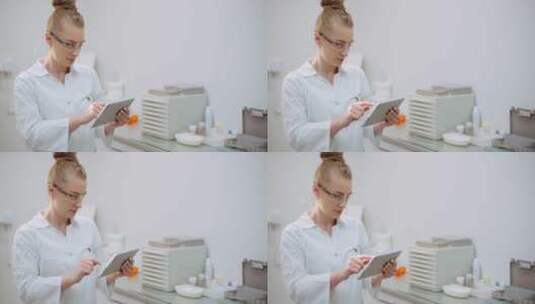 女医生在牙科诊所使用电脑高清在线视频素材下载