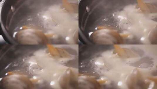 清水煮花蛤文蛤去腥高清在线视频素材下载