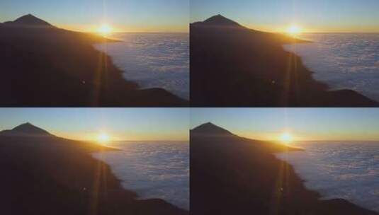 特内里费岛附近日落云层的天线高清在线视频素材下载