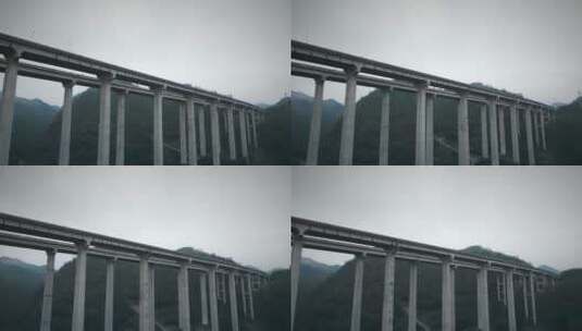 大山山里高速公路跨线桥航拍高清在线视频素材下载