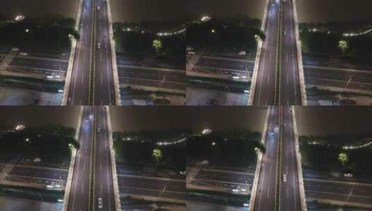 福建 漳州 战备大桥 夜景 航拍高清在线视频素材下载
