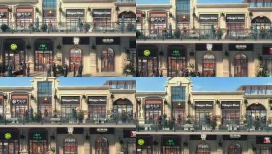 三维商业街房地产 建筑 漫游三维动画效果图高清在线视频素材下载