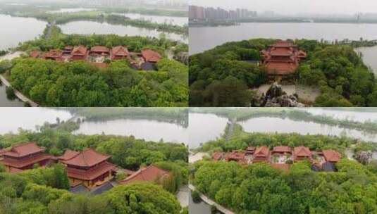 航拍江西南昌象湖风景区万寿宫高清在线视频素材下载