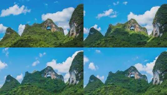 广西桂林山水阳朔月亮山高清在线视频素材下载