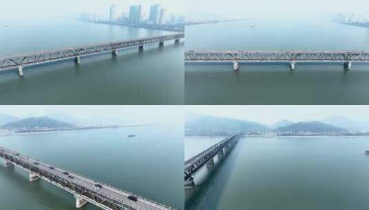 杭州钱塘湾大桥延时航拍高清在线视频素材下载