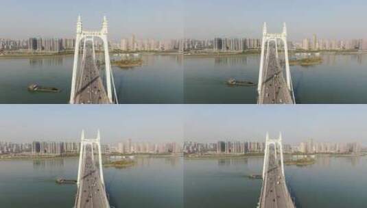 湖南长沙三汊矶大桥交通航拍高清在线视频素材下载