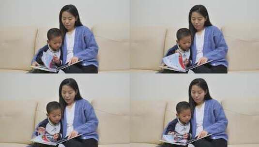 亚洲中国小朋友居家看书看手机看平板学习高清在线视频素材下载