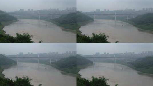 航拍架在重庆嘉陵江上的大桥高清在线视频素材下载